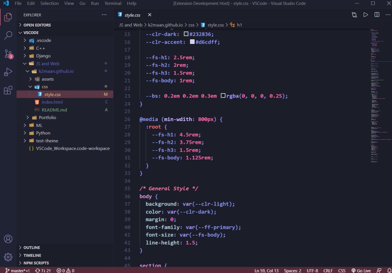 Indigo: VS Code Dark Theme